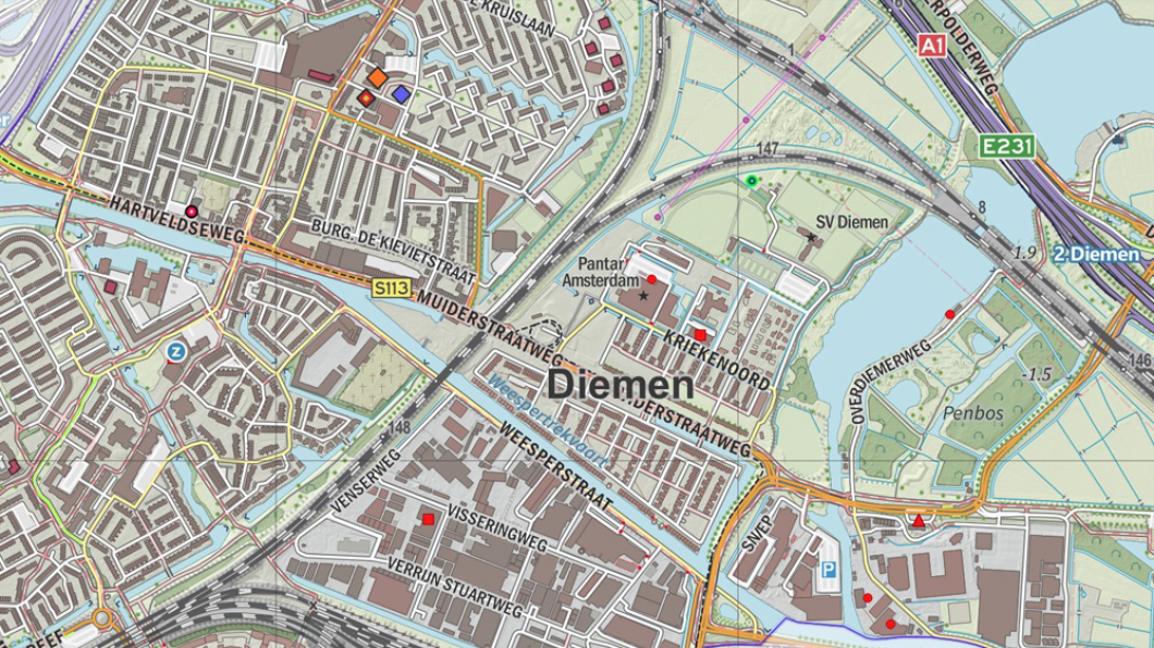 Kaart gemeente Diemen